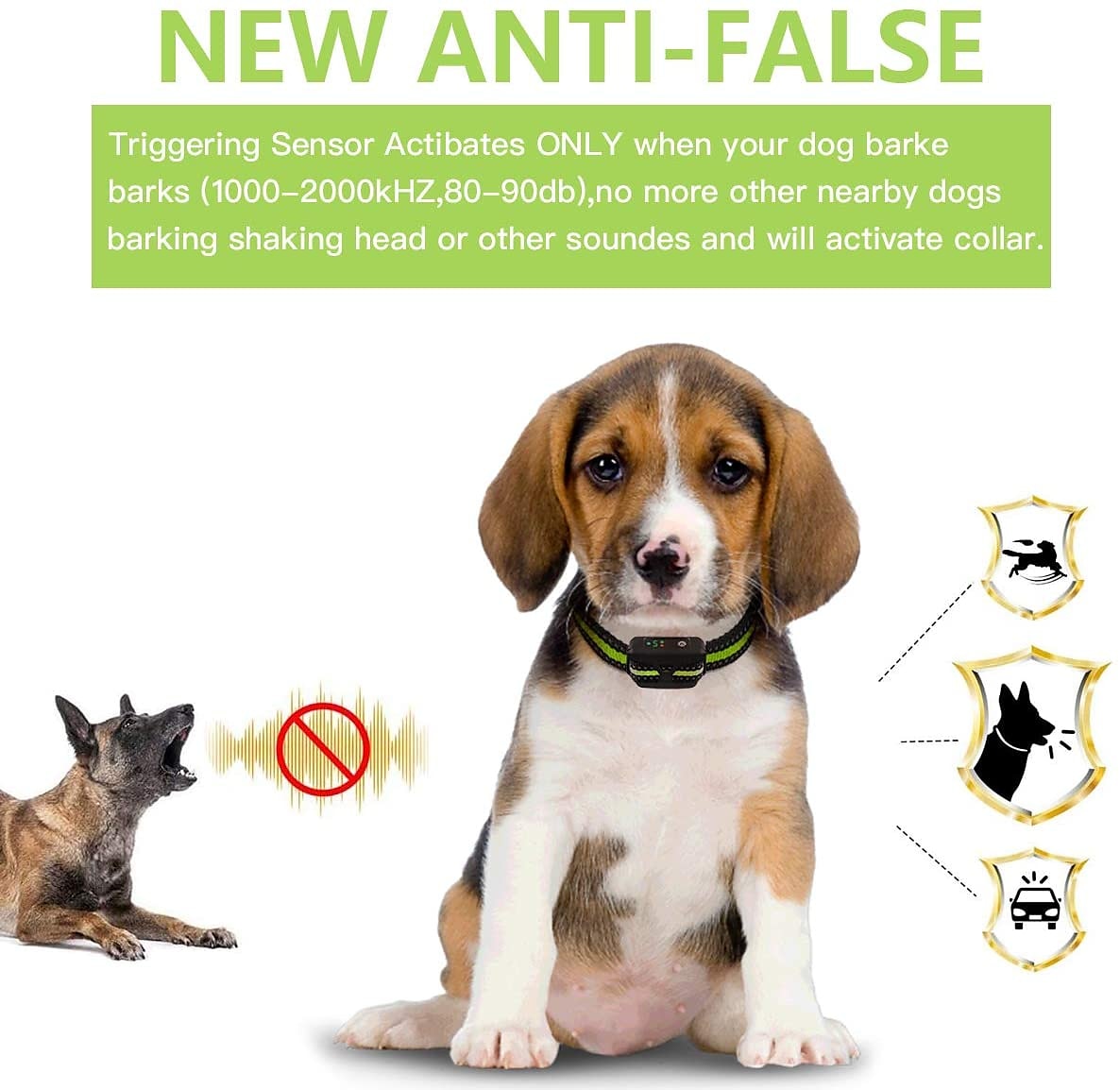 Collier anti aboiement pour chien Stop aboiement Collier anti aboiement rechargeable Collier anti aboiement Beep Shock Dog Training Device avec 7 niveaux de sensibilité réglables