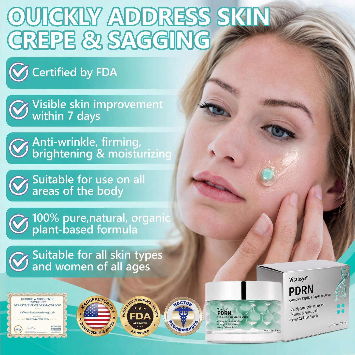 Vitalisys® PDRN Complex Peptide Capsule Cream|Anti aging, firming and lifting muscles Skin care, removal of stretch marks, breast enhancement, removal of chest lines, and skin repair❤️