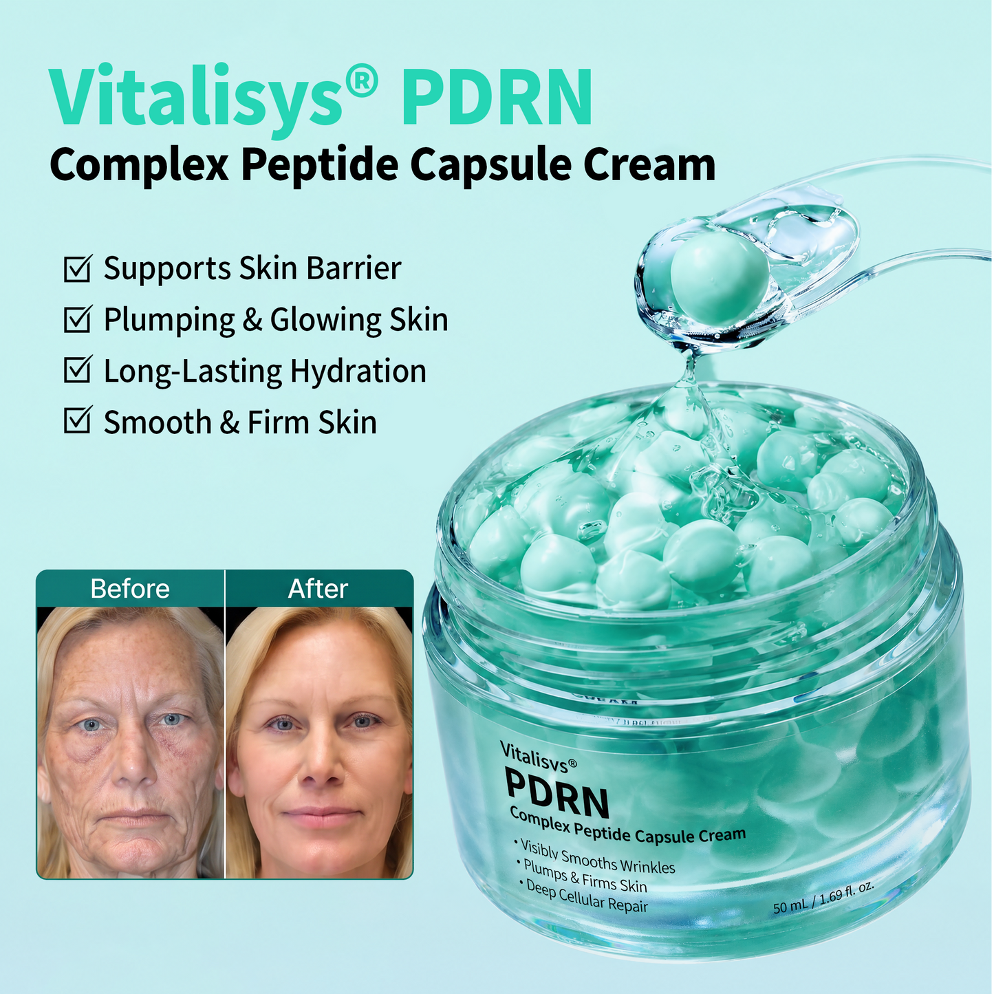 Vitalisys® PDRN Complex Peptide Capsule Cream|Anti aging, firming and lifting muscles Skin care, removal of stretch marks, breast enhancement, removal of chest lines, and skin repair❤️