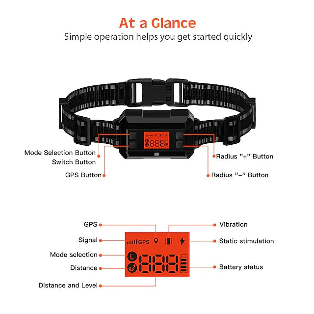 Clôture sans fil GPS pour chien Clôture électrique pour chien Système de confinement pour animaux Portée 33-999 Yard Ajustable Force d'avertissement Rechargeable Inoffensif et adapté à tous les chiens (Nouveau modèle pour 2025 !)