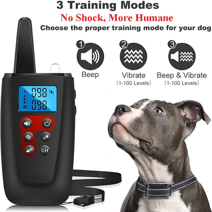 Collier de dressage pour chien sans choc, portée de 3300 pieds, bip vibrant, dresseur pour animaux de compagnie, étanche IPX7, rechargeable, collier de dressage pour animaux de compagnie sans pinces, son et vibration.