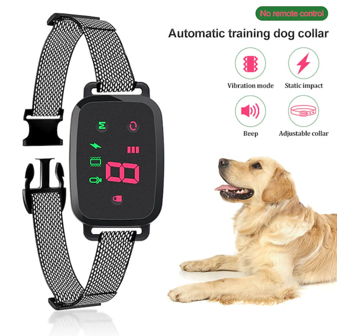 Electric Waterproof Anti-barking Pet Dog Training Collar LED Display No remote control required Automatic training dog collar