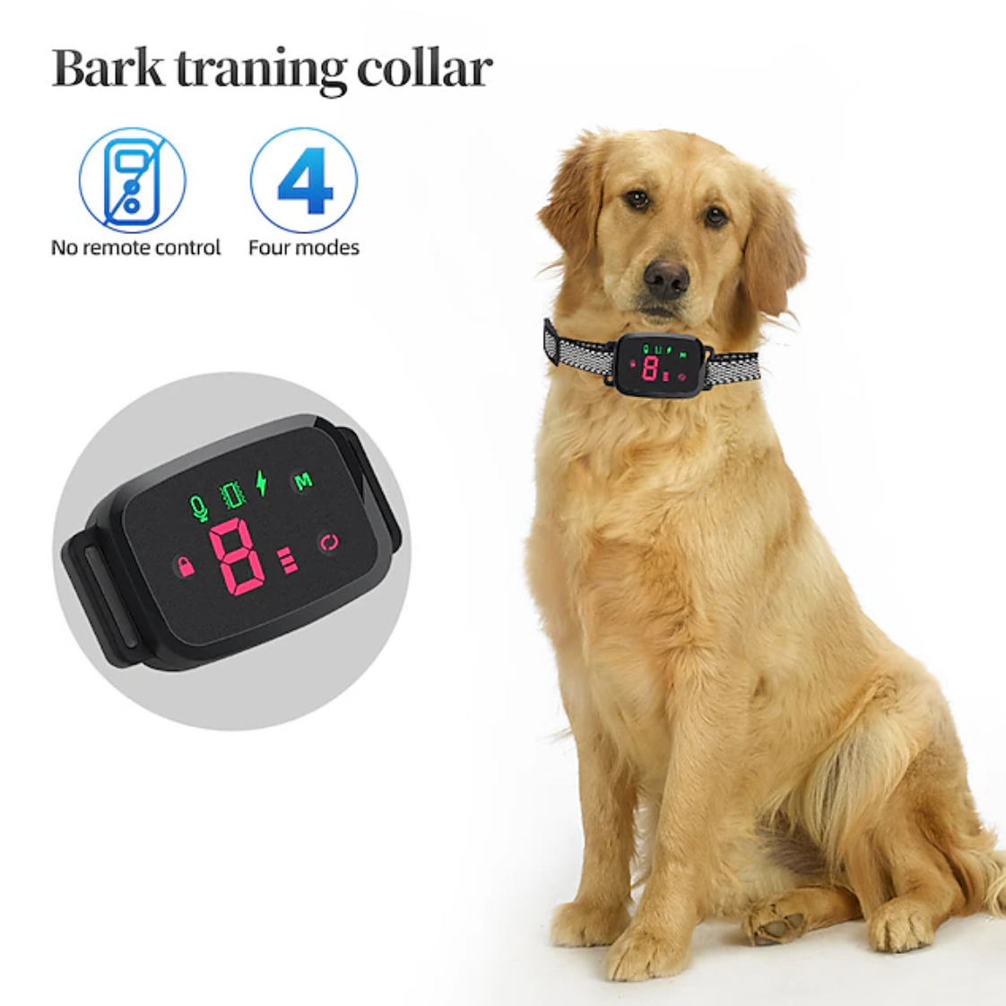 Electric Waterproof Anti-barking Pet Dog Training Collar LED Display No remote control required Automatic training dog collar