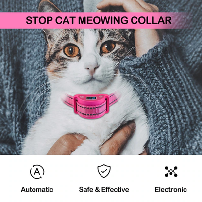 Barre d'arrêt pour chat rose pour empêcher les chats de miauler 5 niveaux d'entraînement progressif - sûr et réfléchissant